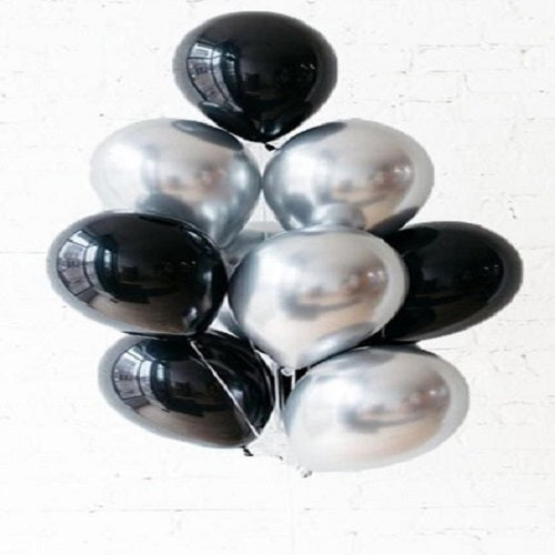 Party Balloon Silver Black Theme Birthday Helium Balloons Bouquet-14
