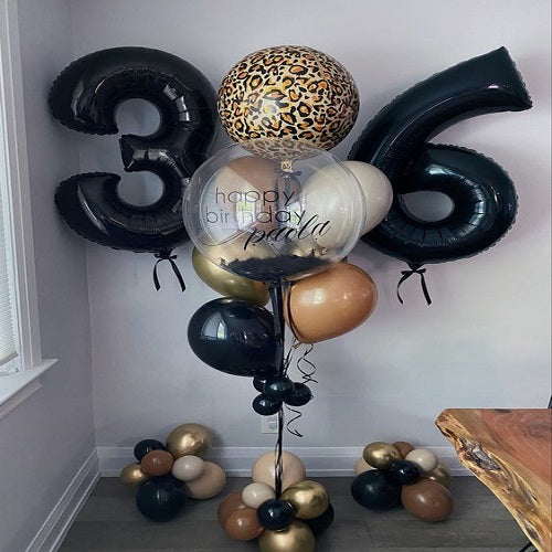 Party Balloon Silver Black Theme 36th Birthday Helium Balloons Bouquet-20
