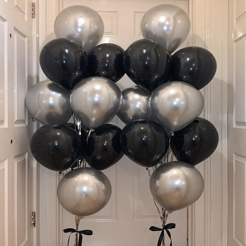 Party Balloon Silver Black Theme Birthday Helium Balloons Bouquet-27