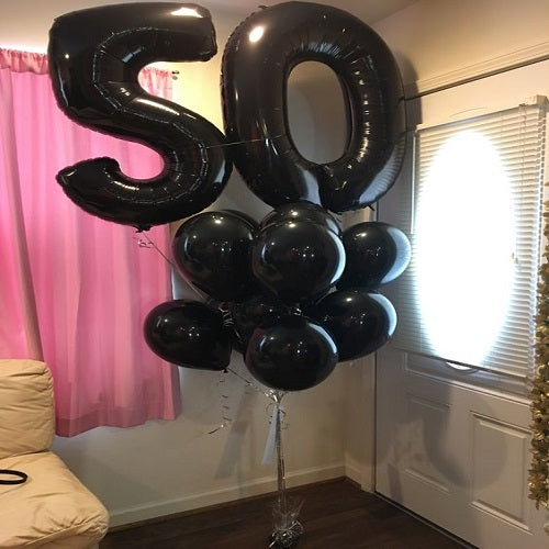 Party Balloon Silver Black Theme 50th Birthday Helium Balloons Bouquet-4