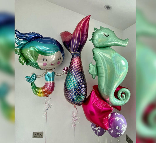 Mermaid Theme  Sea Horse Balloon Bouquet         