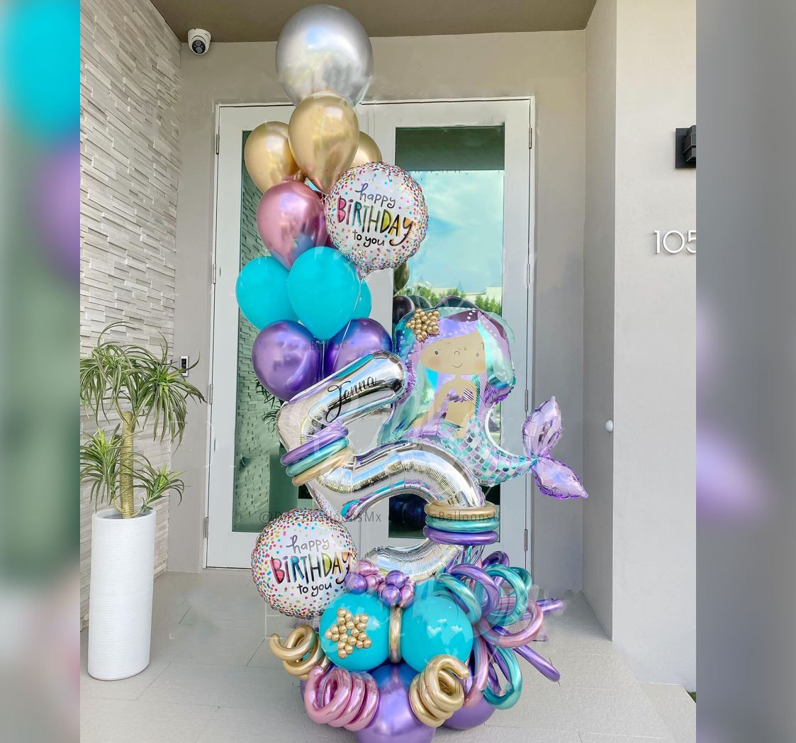 5th Birthday Shimmering Mermaid Sitter Balloon Bouquet