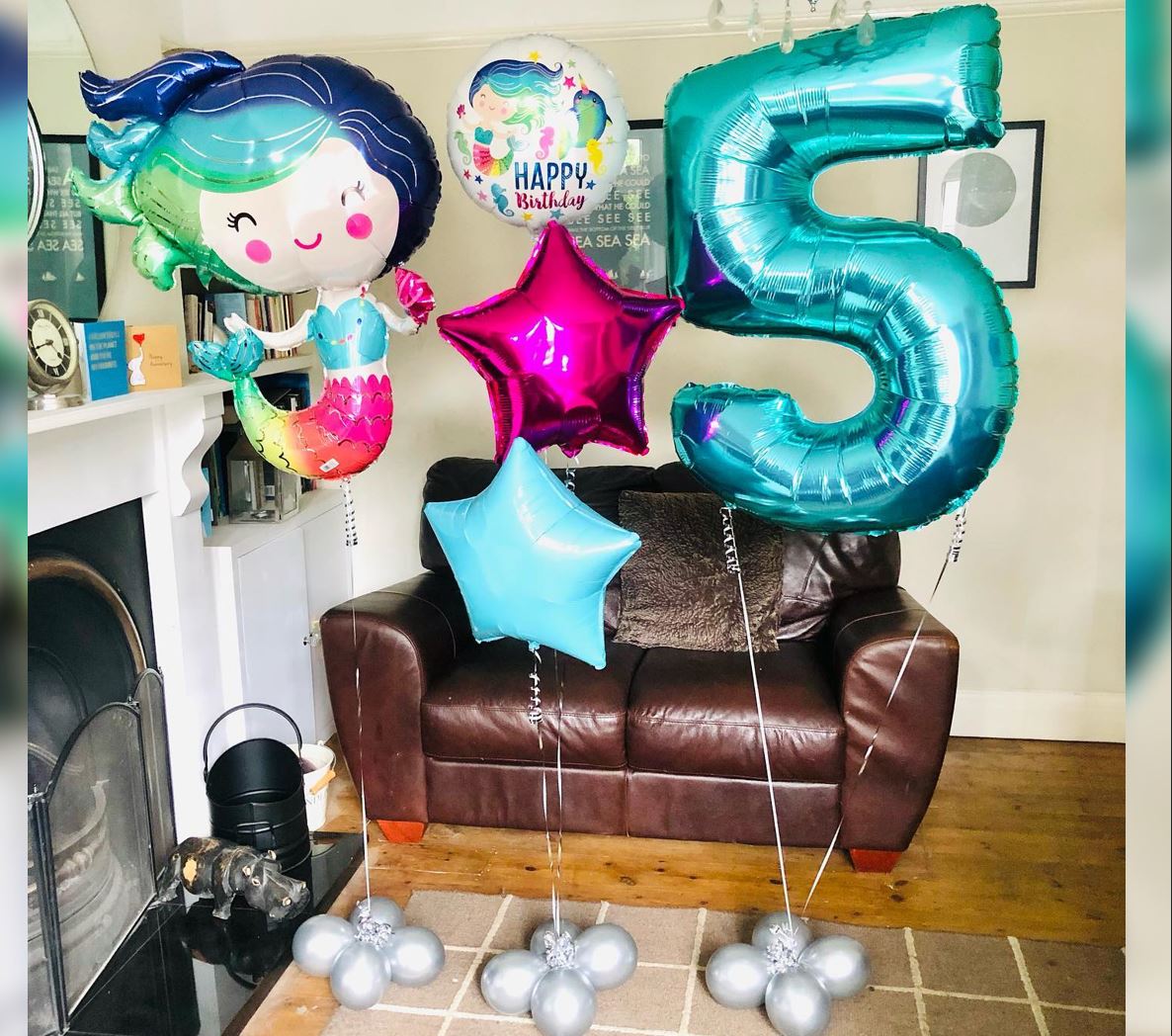 5th Birthday Colorful Mermaid Theme Balloon Bouquet