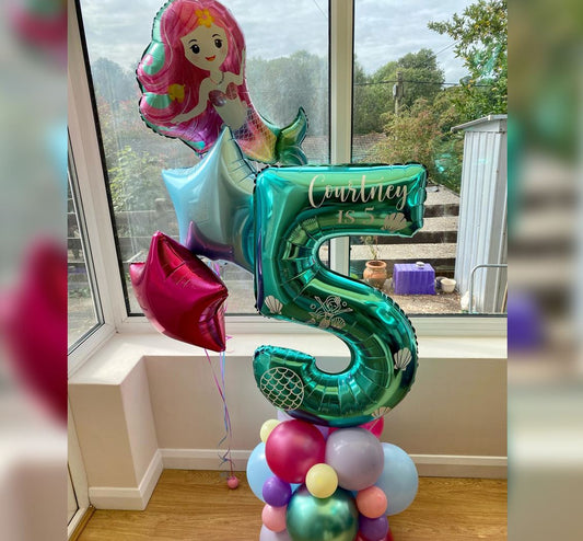 Enchanting Mermaid Theme 5th Birthday Balloon Bouquet