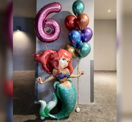 6th Birthday Ariel Dream Big Bubble  Balloon Bouquet
