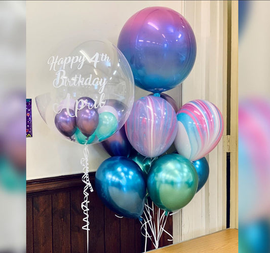 4th Birthday Personalized Bubble Balloon Bouquet