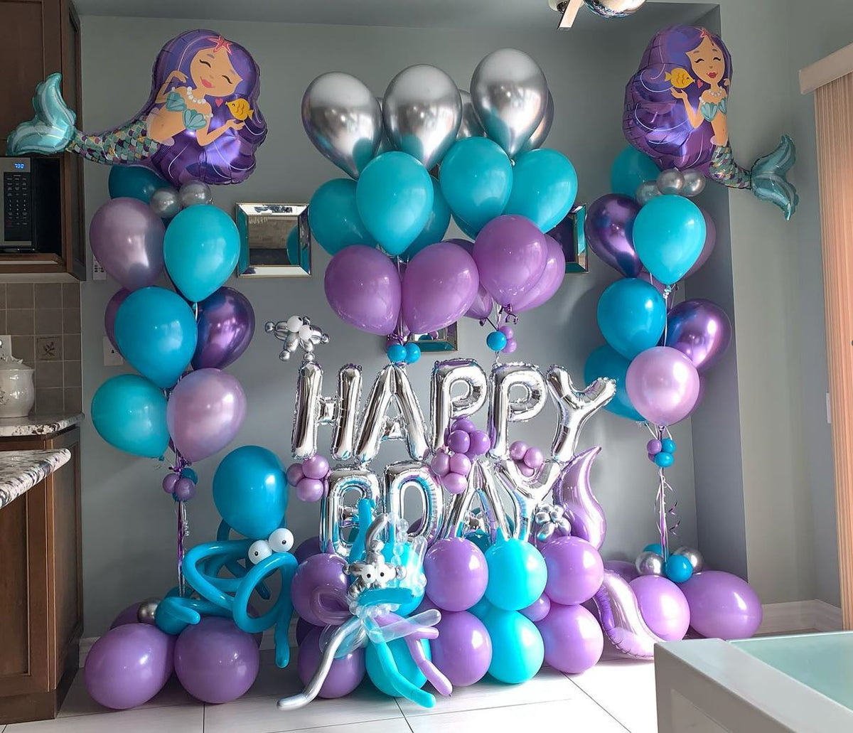 HBD Enchanting Mermaid Theme Cluster Balloon Bouquet