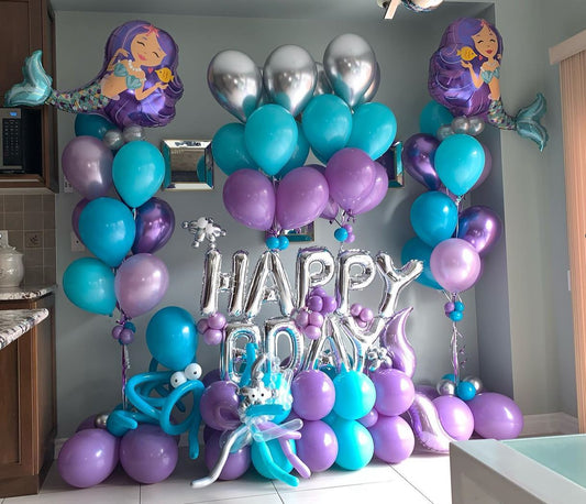 HBD Enchanting Mermaid Theme Cluster Balloon Bouquet