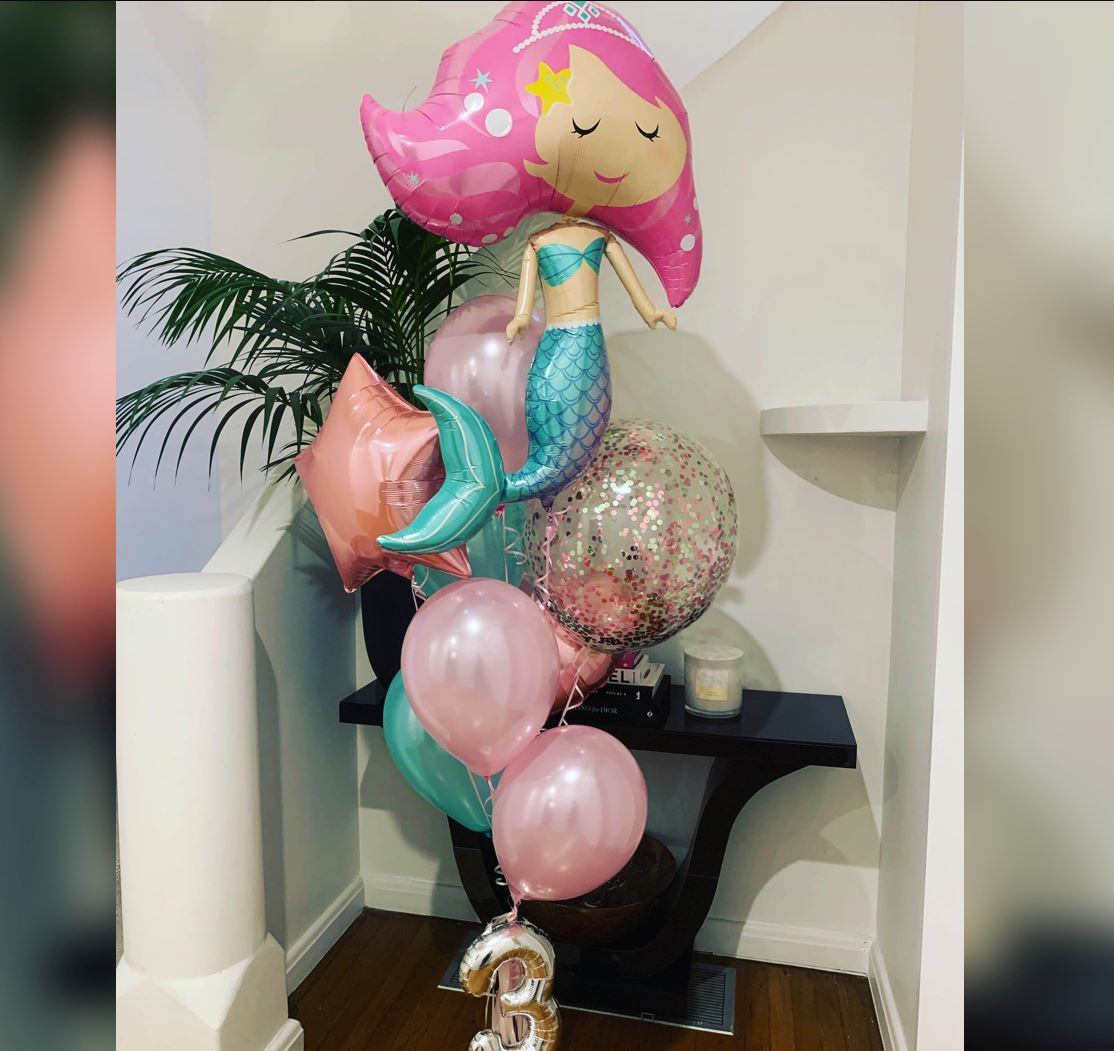 Mermaid Theme Gold Glitter Balloon Bouquet