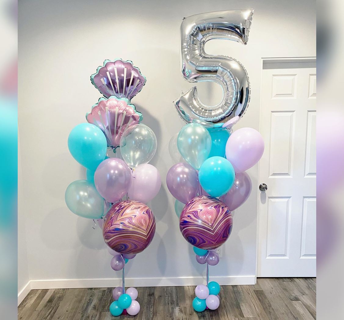 5th Birthday Sea Shell Ombree Theme Balloon Bouquet