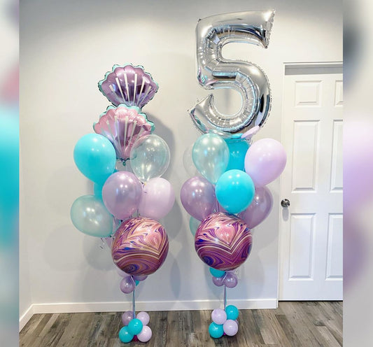 5th Birthday Sea Shell Ombree Theme Balloon Bouquet