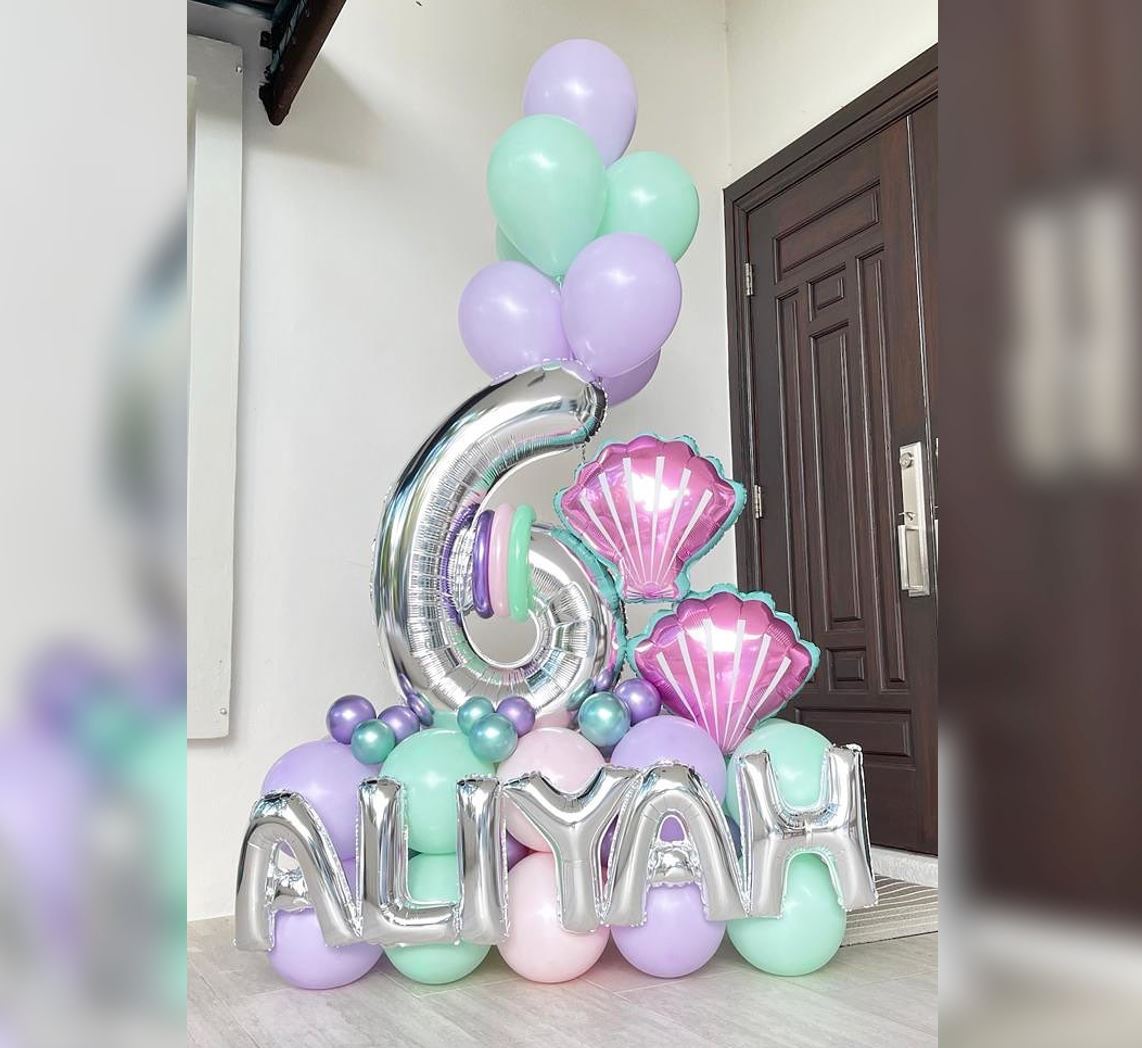 6th Birthday Sea Shell Ombree Theme Balloon Bouquet