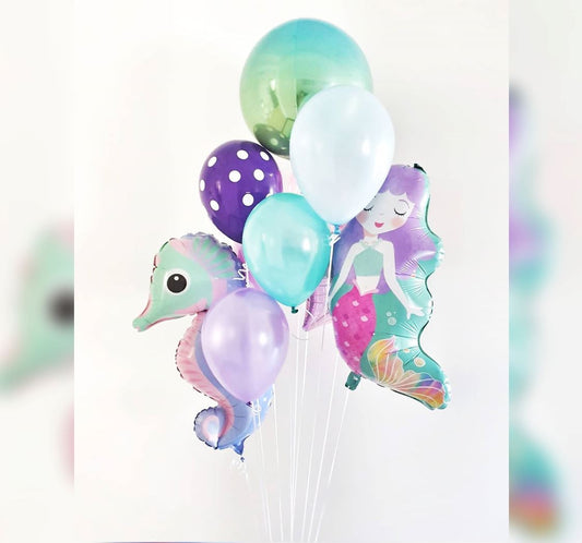 Enchanting Mermaid And Sea Horse Theme  Balloon Bouquet