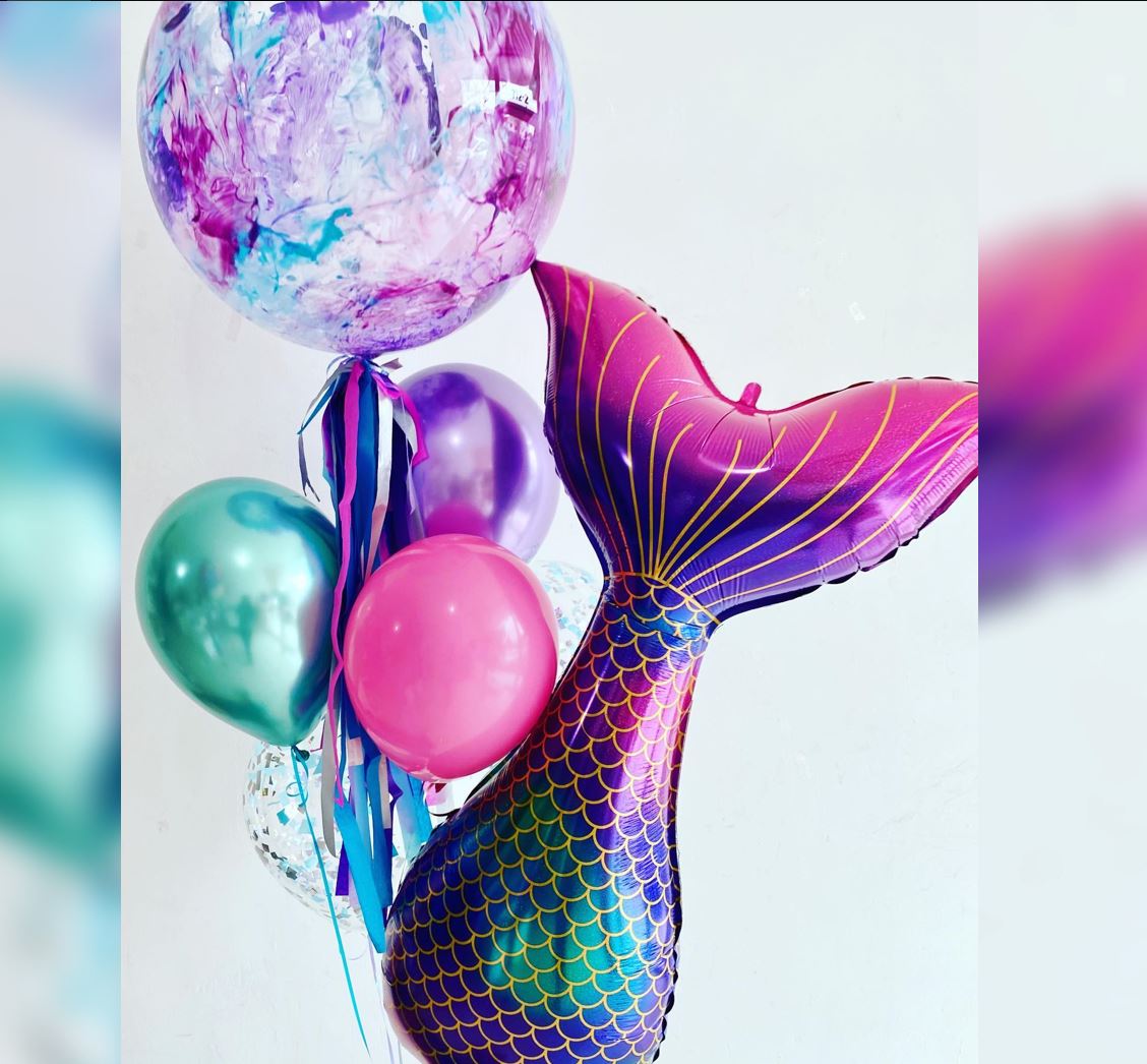 Mermaid Sequin Tail Bubble Balloon Bouquet