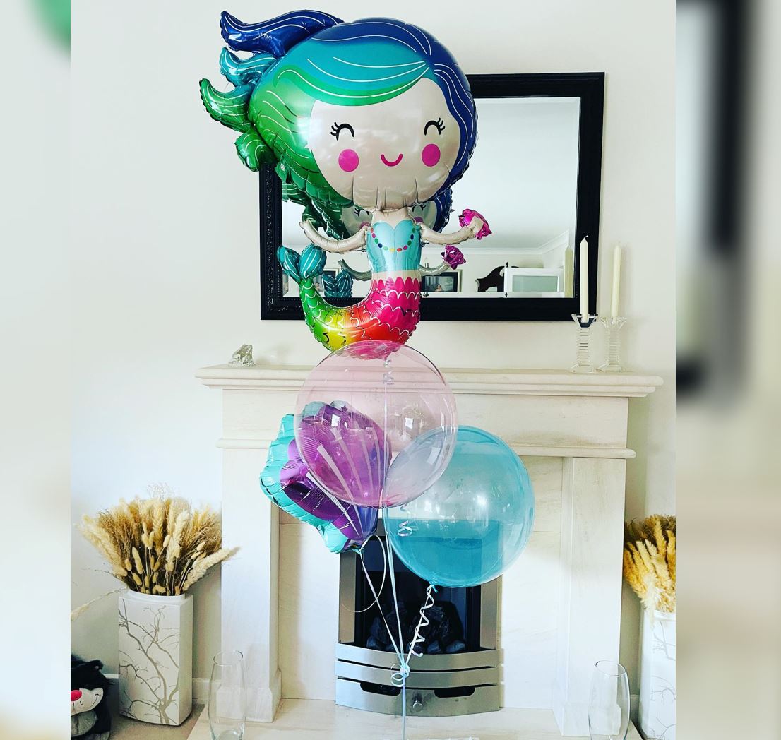Colorful Mermaid And Sea Shell Ombree Balloon Bunch