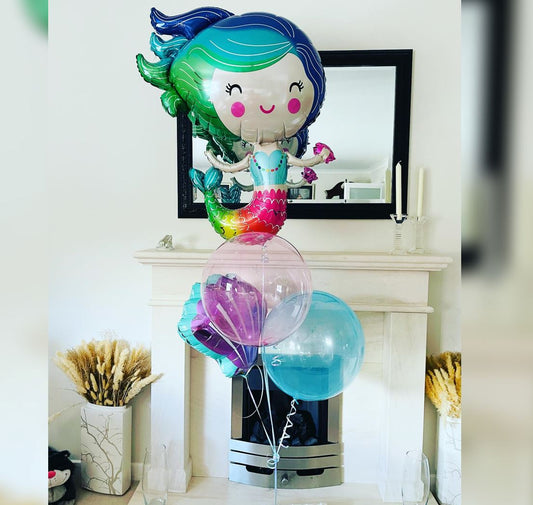 Colorful Mermaid And Sea Shell Ombree Balloon Bunch