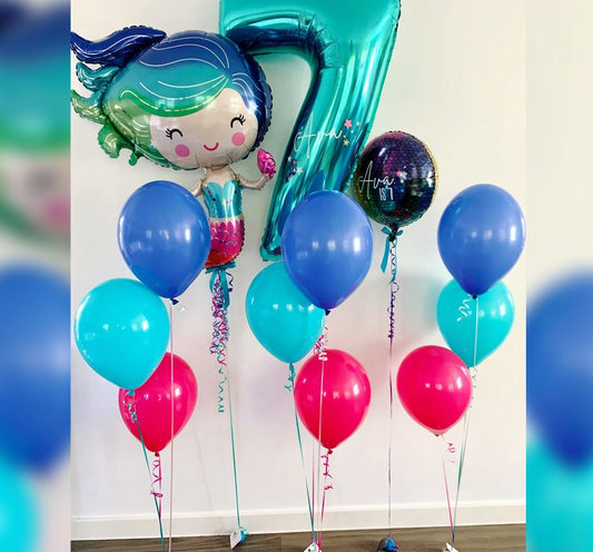 7th Birthday Colorful Mermaid Balloon Bouquet