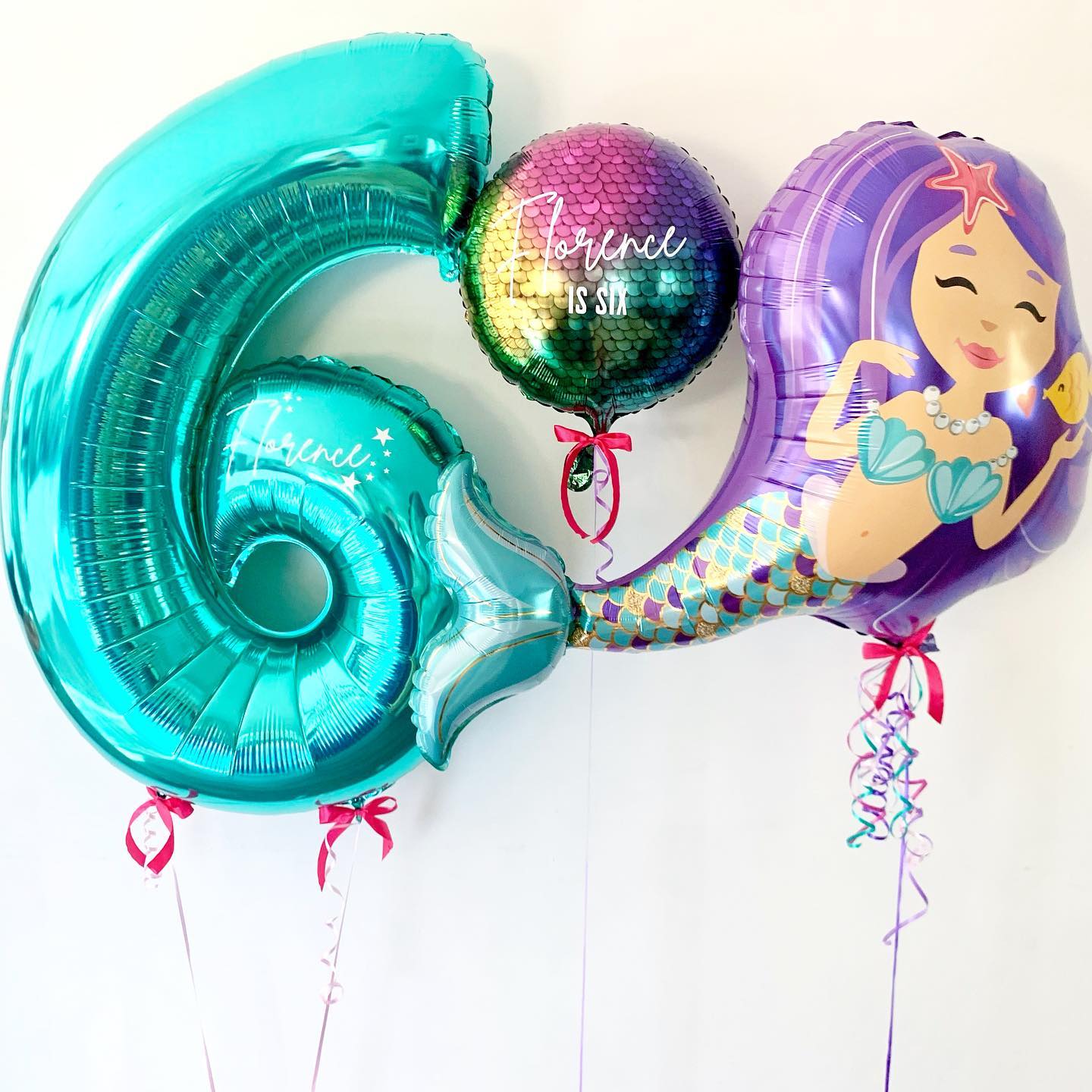 Enchanting Mermaid 6th Birthday Balloon Bouquet