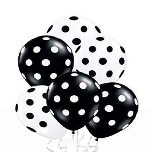 Party Balloons Black White Polka Dots Helium Balloons Bouquet-44