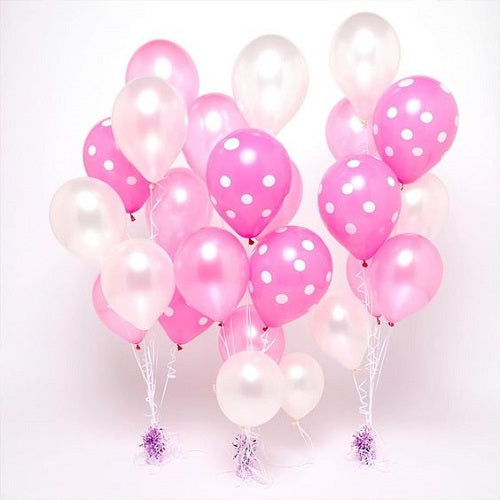 Party Balloons Pink White Polka Dots Helium Balloons Bouquet-47