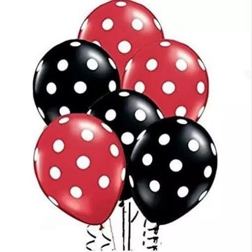 Party Balloons Black Red Polka Dots Helium Balloons Bouquet-50