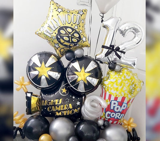 12th Birthday Pop Corn And Light Camera Action Balloon Bouquet