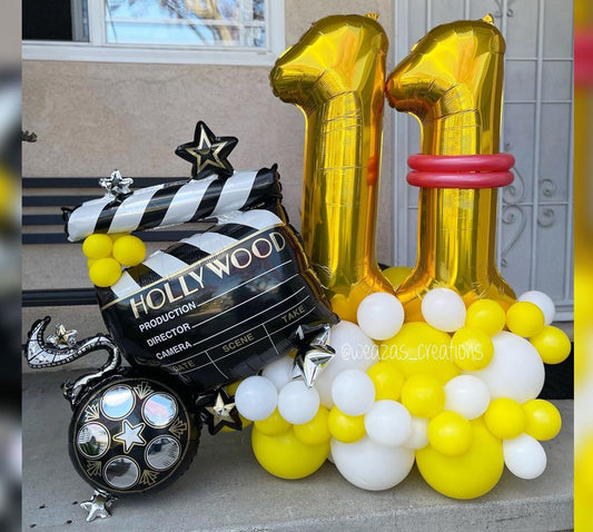 11th Birthday Hollywood Theme Cluster Balloon Bouquet