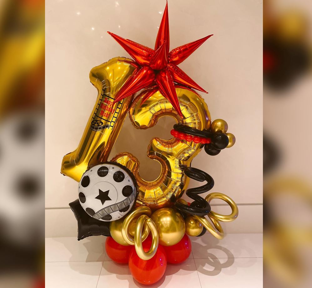 13th Birthday Hollywood Theme Cluster Balloon Bouquet