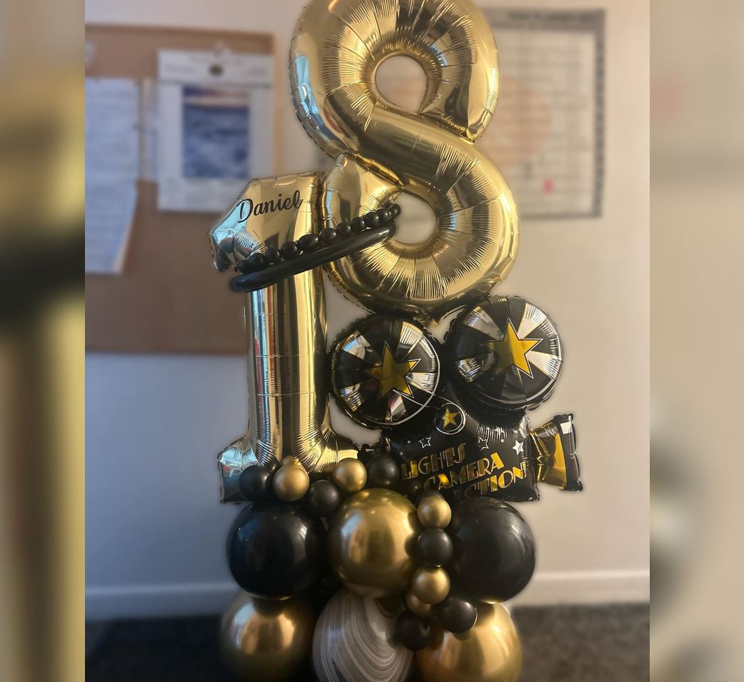 18th Birthday Light Camera Action Cluster Balloon Bouquet