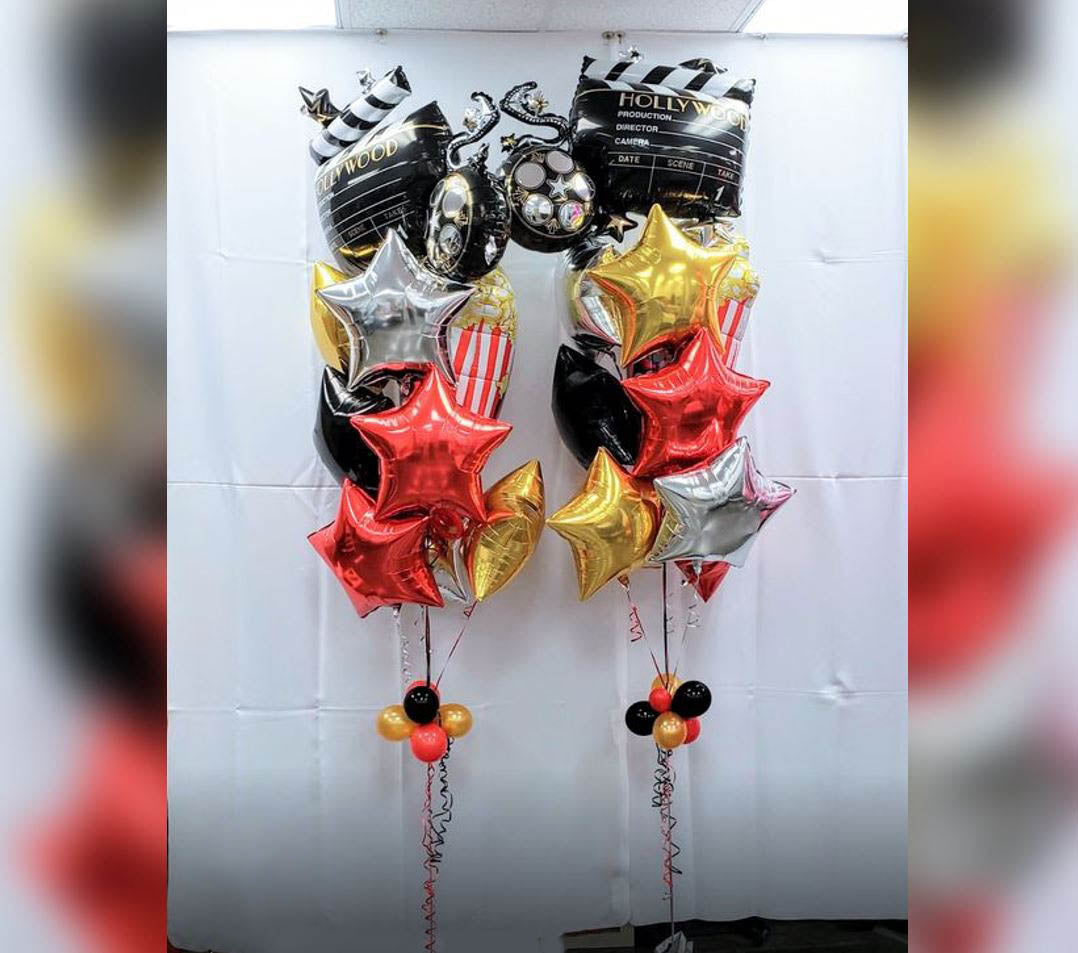 Light Camera Action And Popcorns Star Balloon Bouquet