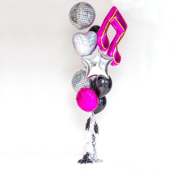 Music Theme Heart And Star Balloon Bouquet