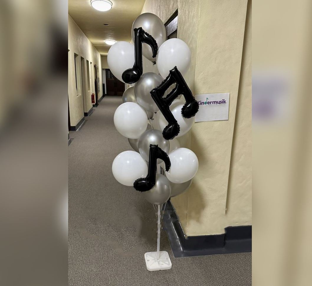 Musical Theme White And Silver Balloon Bouquet