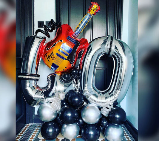 40th Birthday Musical Guitar Theme Balloon Bouquet