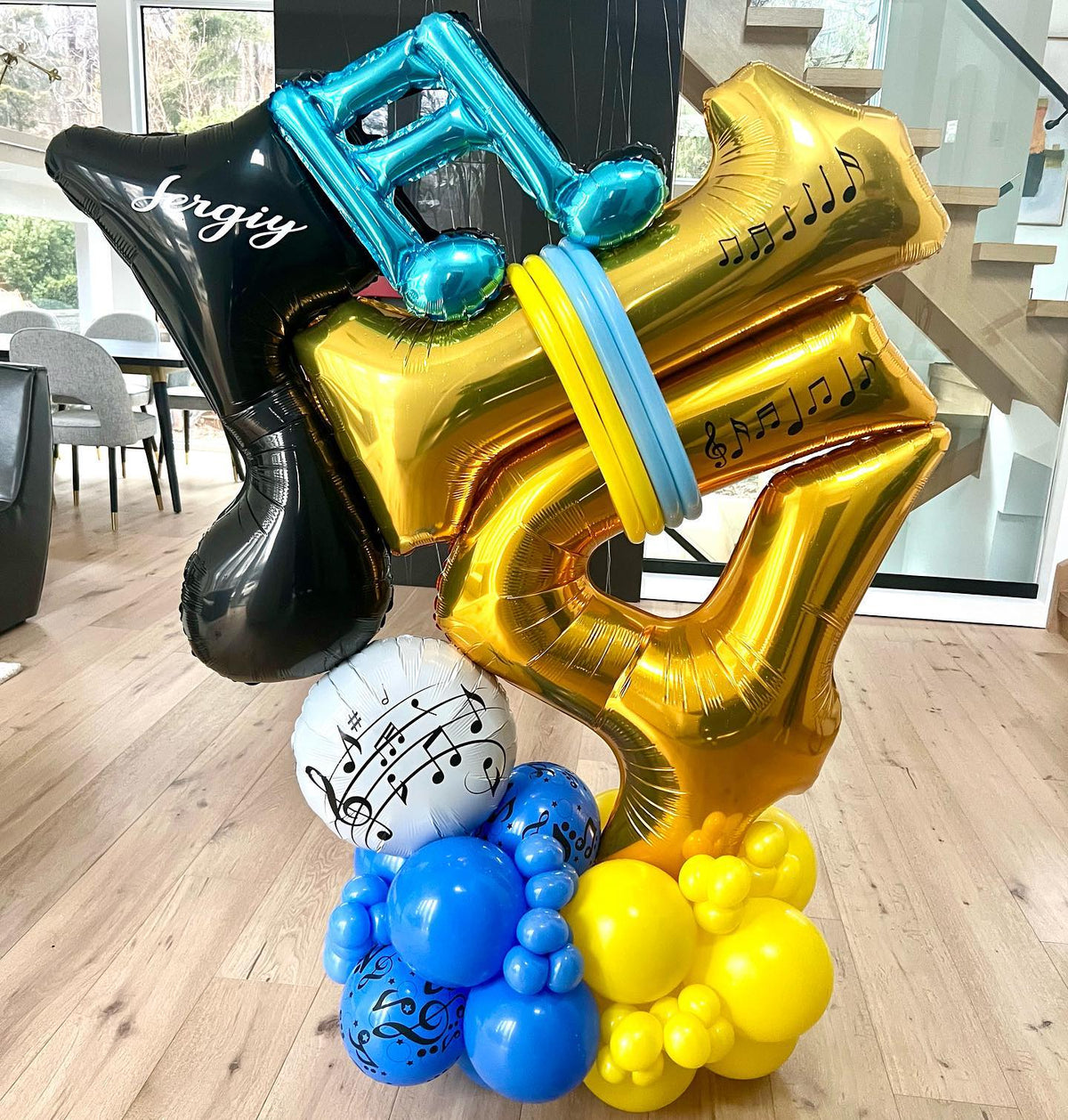 14th Birthday Music Theme Balloon Bouquet