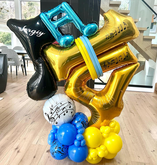 14th Birthday Music Theme Balloon Bouquet