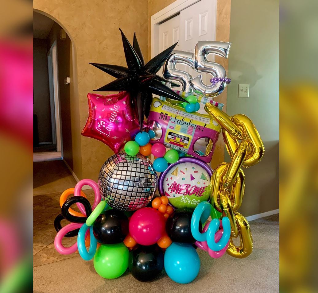55th Birthday Musical Radio And ORBz Balloon Bouquet
