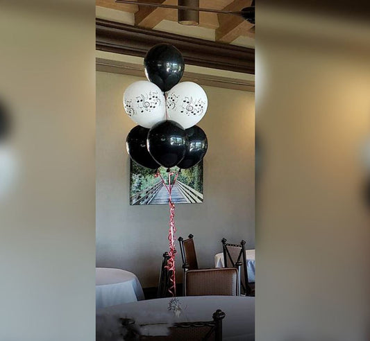 Musical Theme White And Black Latex Balloon Bouquet