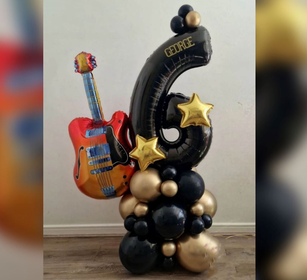 6th Birthday Musical Guitar Cluster Balloon Bouquet