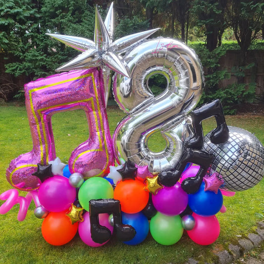 8th Birthday Musical Note And Disco Ball Balloon Bouquet