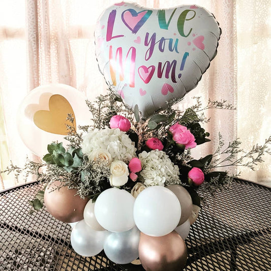 Love You Mom Flower Cluster Balloon Bouquet
