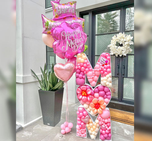 "MOM"  Happy Mother's Day Flower Balloon Bunch