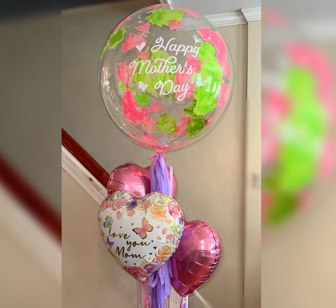 Love You Mom Butterfly Bubble Balloon Bouquet