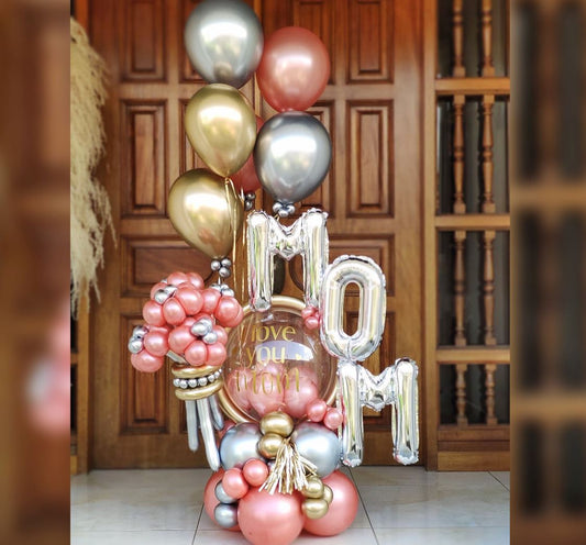 "MOM" Personalised Bubble Cluster Balloon Bouquet