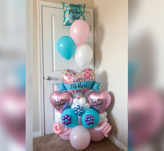 Happy Mother's Day Flower's Printed Cluster Balloon Bouquet