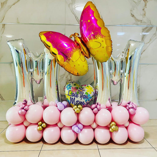 Love You Mom Butterfly Theme Balloon Bouquet
