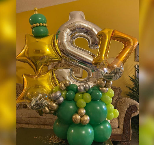 Money Theme 17th Birthday Balloon Bouquet