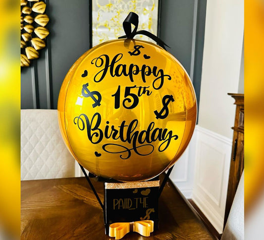 15th Birthday Money Theme ORBz  Balloon Bouquet