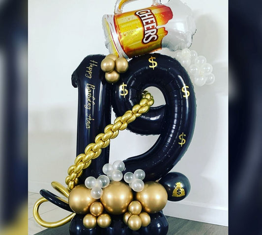 19th birthday Money Cheers Cluster Balloon Bouquet
