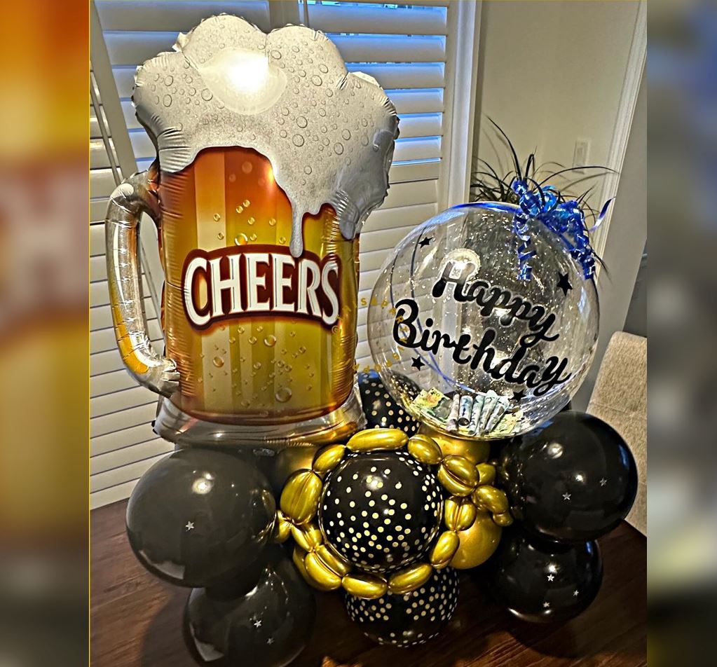 Money Theme Cheers Bubble Cluster Balloon Bouquet