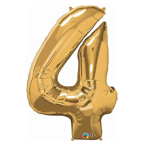 Party Balloons 4 Gold Super Shape Foil Balloon 34" 